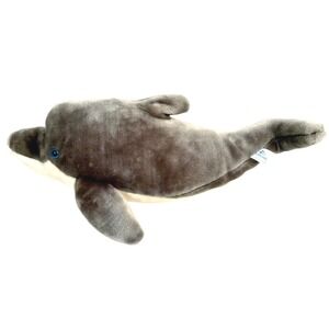 SeaWorld Grey Dolphin Plush Stuffed Animal Toy Blue Eyes 2017 Souvenir 18"